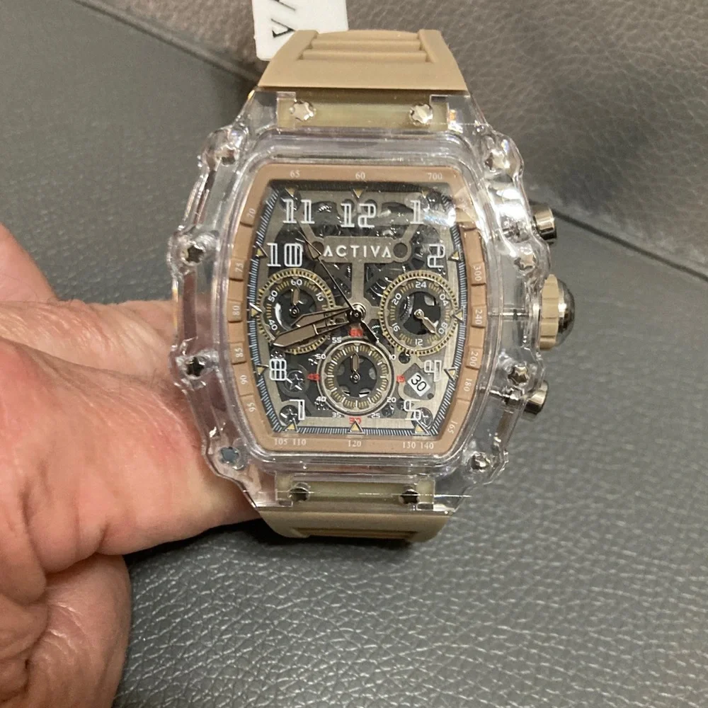 Activa Fury X  Men's Watch w/ Skeleton Dial - 44.3mm, Tan (ACW2305-013)